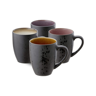Bitz Kaffee-Becher aus Steinzeug mit Henkel 4er Set zweifarbig 30 cl