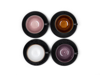 Bitz Kaffeetassen mit Untertassen 4-teiliges Set mehrfarbig