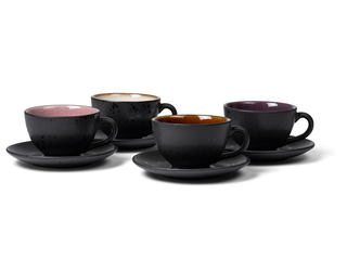 Bitz Kaffeetassen mit Untertassen 4er-Set mehrfarbig 