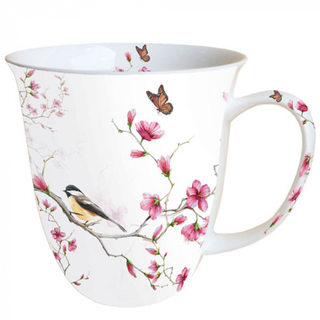 Ambiente Becher Bird & blossom 0,4 L rosa/wei